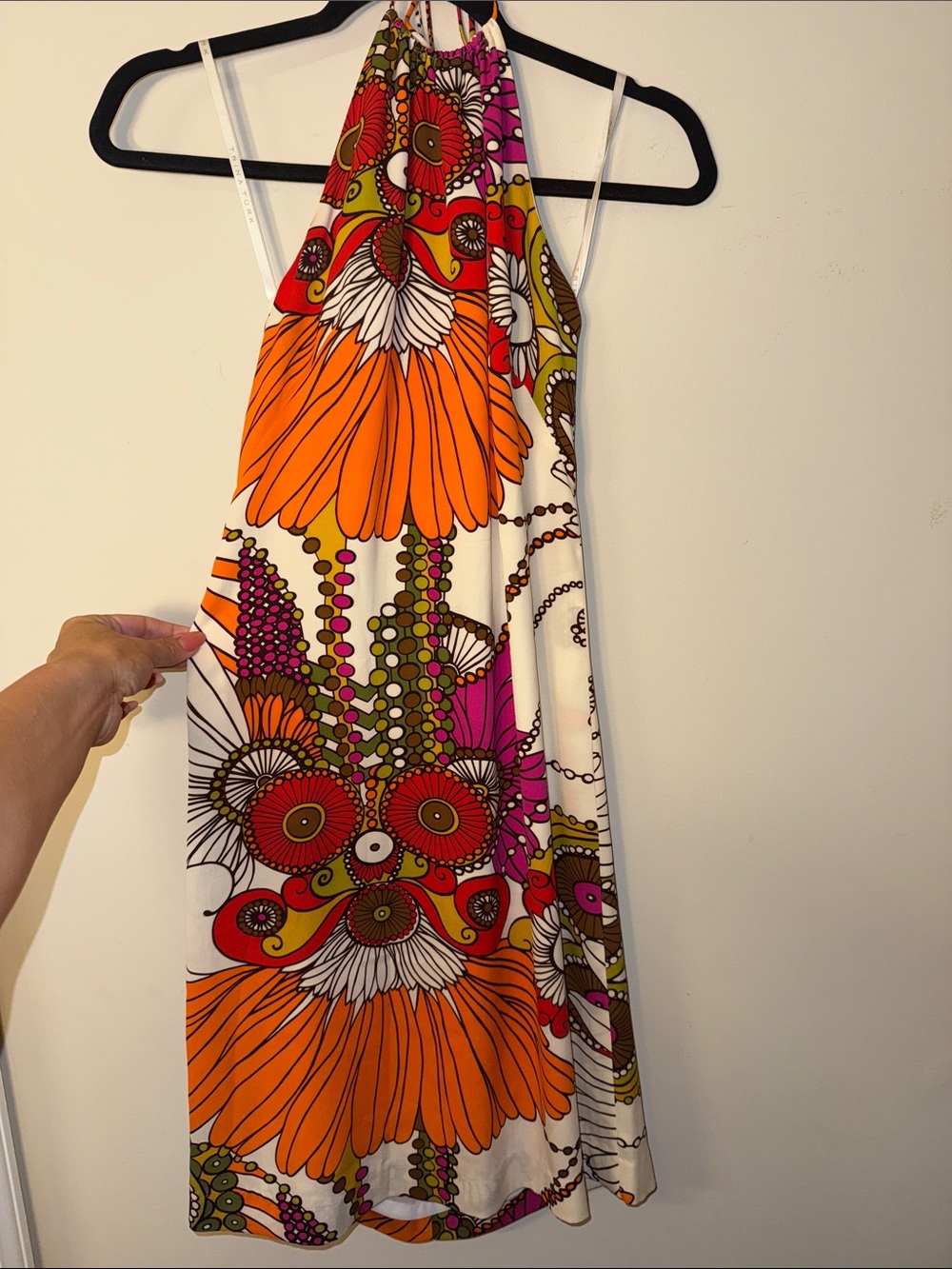 Trina Turk Vibrant Floral Halter Dress in Orange, Pink & Green - Picture 3 of 7